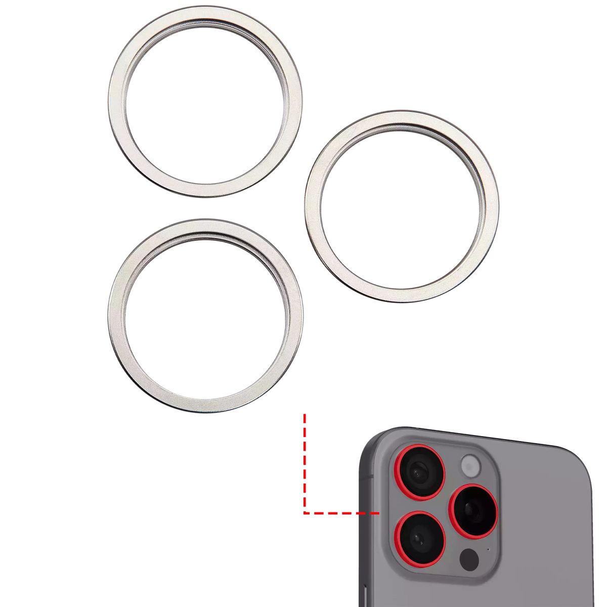 Back Camera Bezel Ring Only Compatible For iPhone 16 Pro / 16 Pro Max (Natural Titanium) (3 Piece Set)