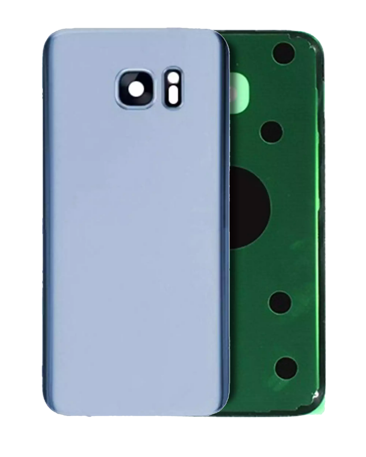 Back Cover Glass With Camera Lens Compatible For Samsung Galaxy S7 Edge Replacement (No Logo) (Vemake) (Coral Blue)