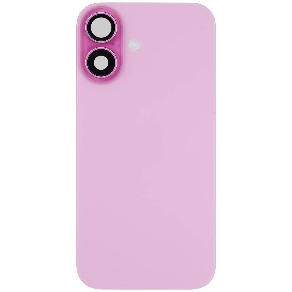 Back Glass With Steel Plate With Wireless NFC Charging MagSafe Magnet & Flashlight Flex Compatible For iPhone 16 Plus (Used OEM Pull: Grade A) (Pink)