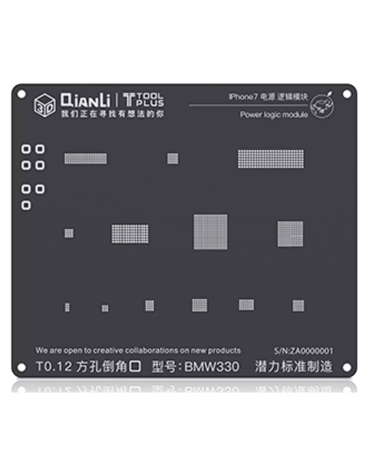 3D Power Logic iBlack Stencil Compatible For iPhone 7 (BMW330) (Qianli)