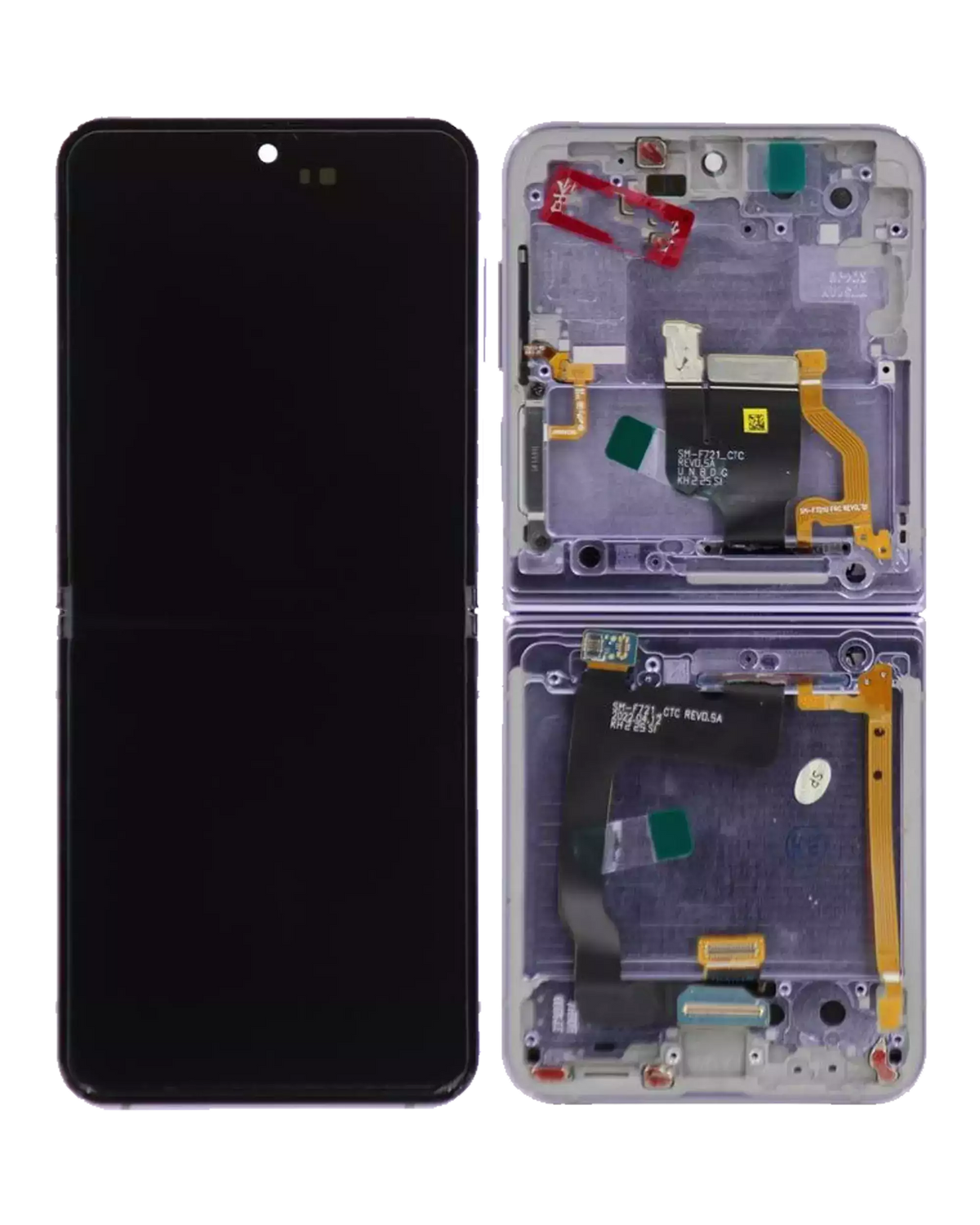 Inner OLED Assembly With Frame Compatible For Samsung Galaxy Z Flip 4 5G Replacement (US & International Version) (Refurbished) (Bora Purple)