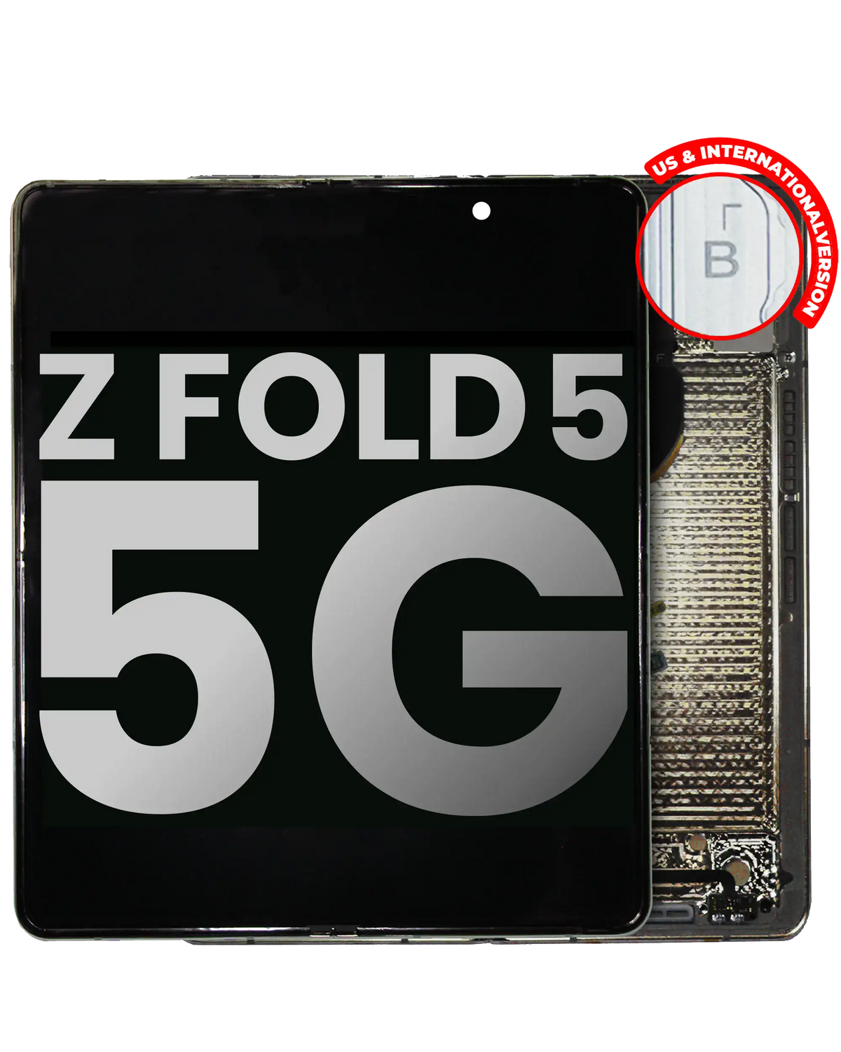 Inner OLED Assembly With Frame Replacement Compatible For Samsung Galaxy Z Fold 5 5G (US & International) (Used OEM Pull: Grade B/C) (Cream)