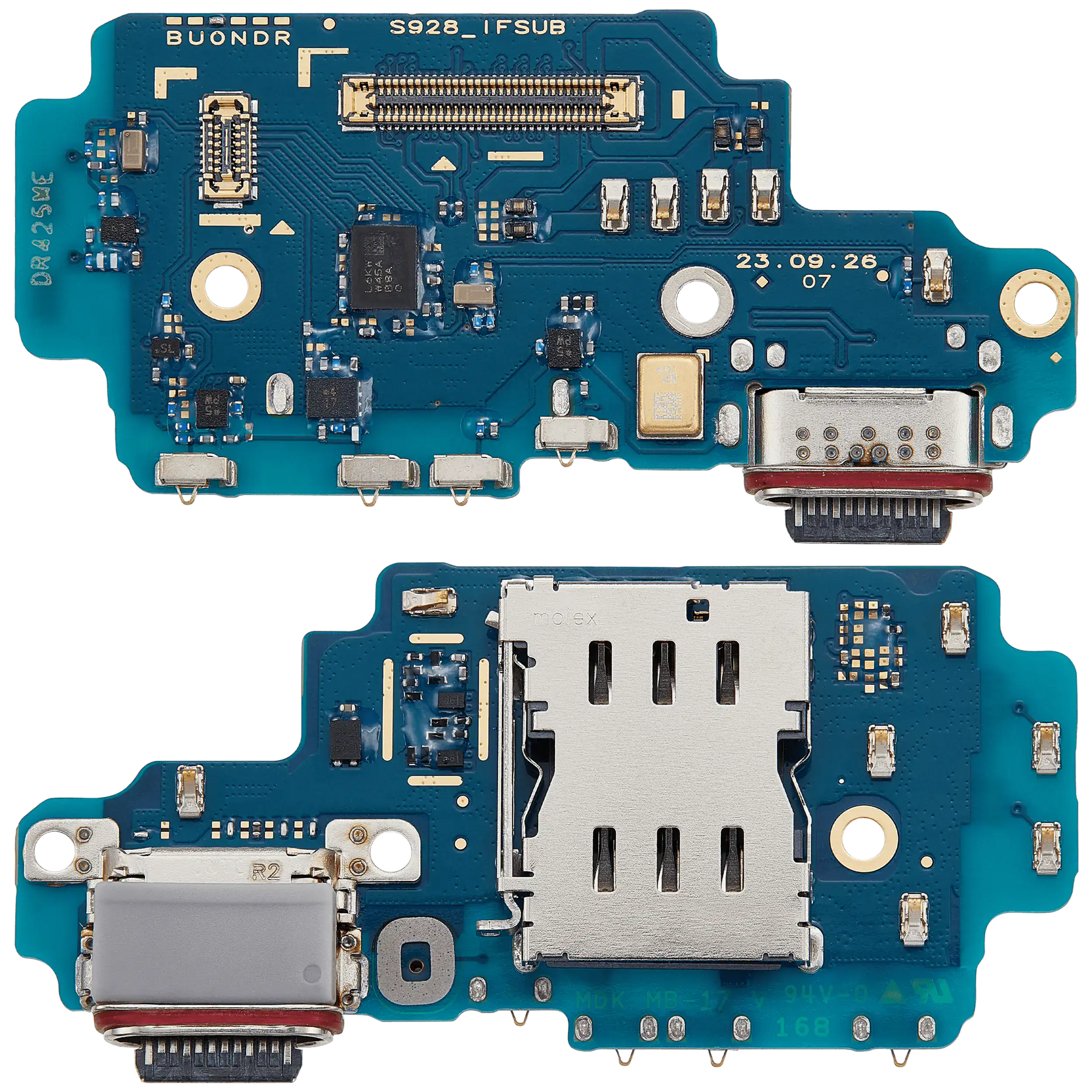 Charging Port Board With Sim Card Reader Compatible For Samsung Galaxy S24 Ultra 5G (S9280) (Dual Card Version) (Premium)