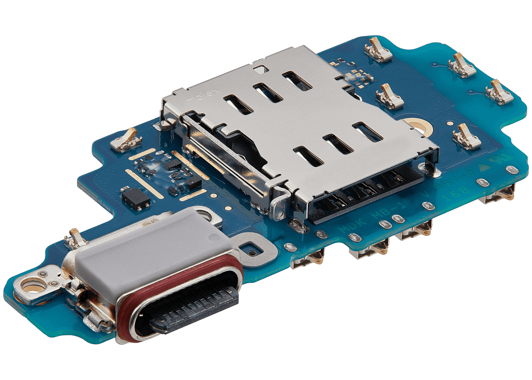 Charging Port Board With Sim Card Reader Compatible For Samsung Galaxy S24 Ultra 5G (S9280) (Dual Card Version) (Premium)