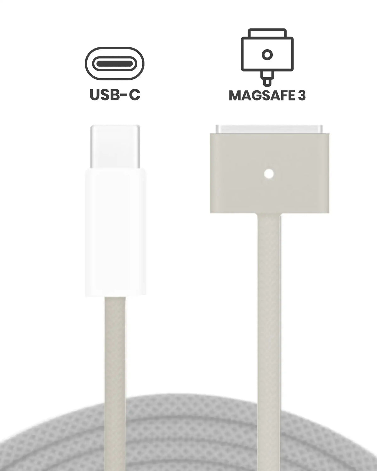 140W USB-C to MagSafe 3 Charging Cable (6ft) For MacBook Pro (OEM Grade A) (Bulk Packaging) (Starlight)