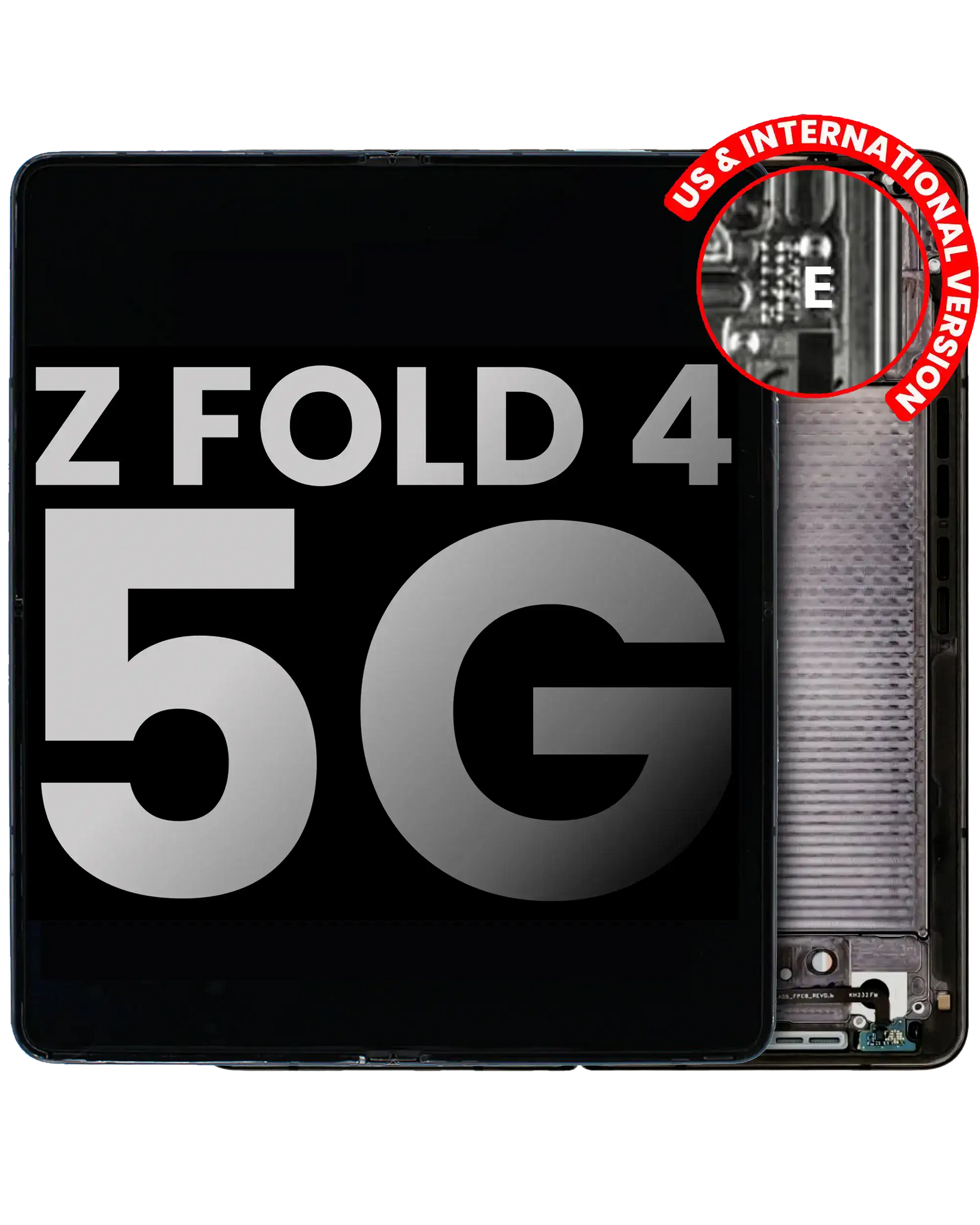 Inner OLED Assembly With Frame Compatible For Samsung Galaxy Z Fold 4 5G Replacement (US & International) (Used OEM Pull: Grade B/C) (Phantom Black)