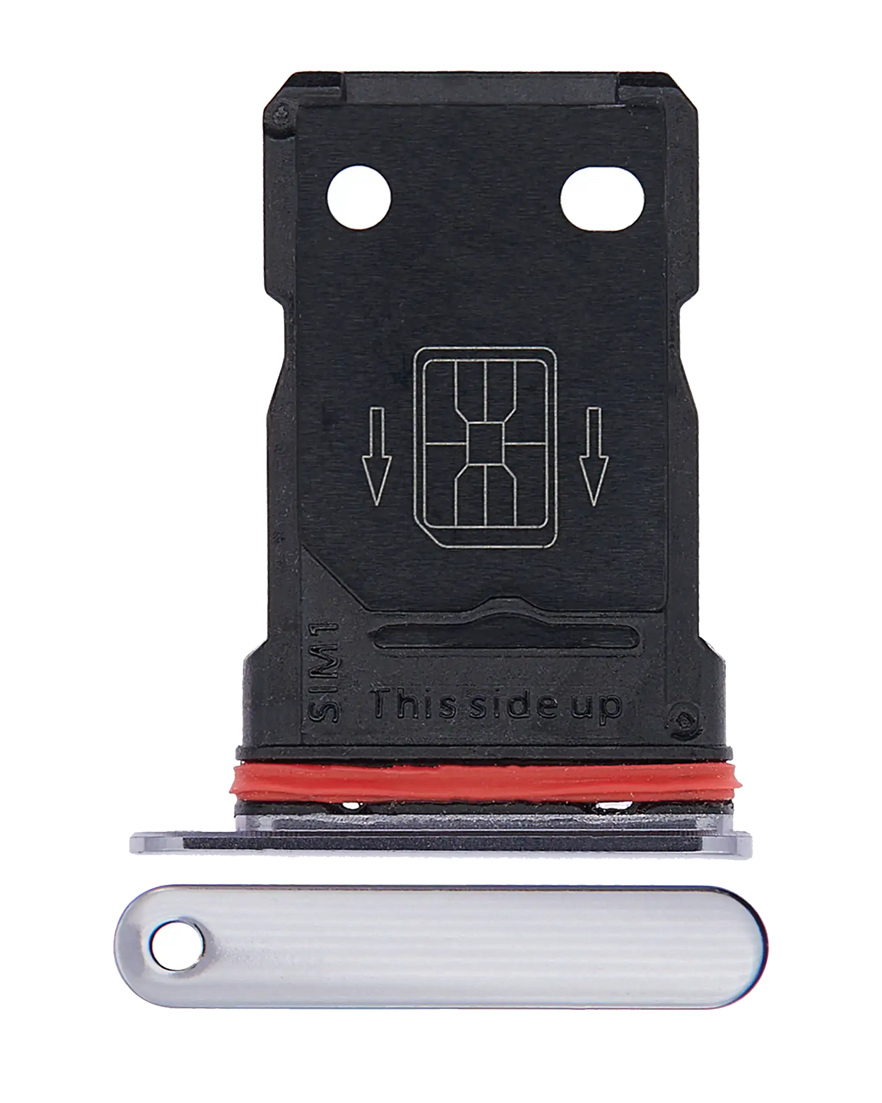 Replacement Dual Sim Card Tray Compatible For OnePlus 7T (Frosted Silver)