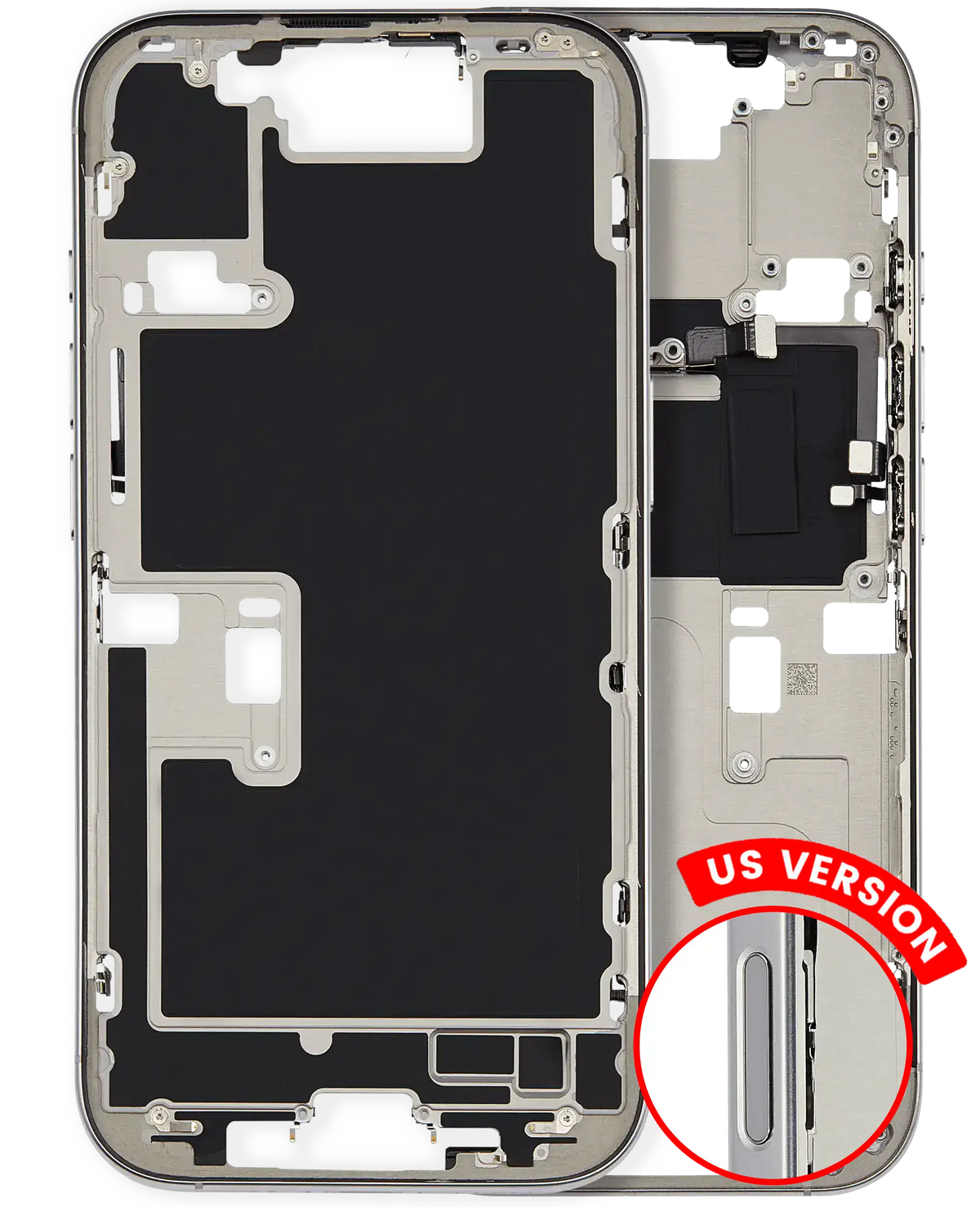 Mid-Frame Housing With Power And Volume Button Compatible For iPhone 16 Pro (US Version) (Used OEM Pull: Grade A) (Natural Titanium)