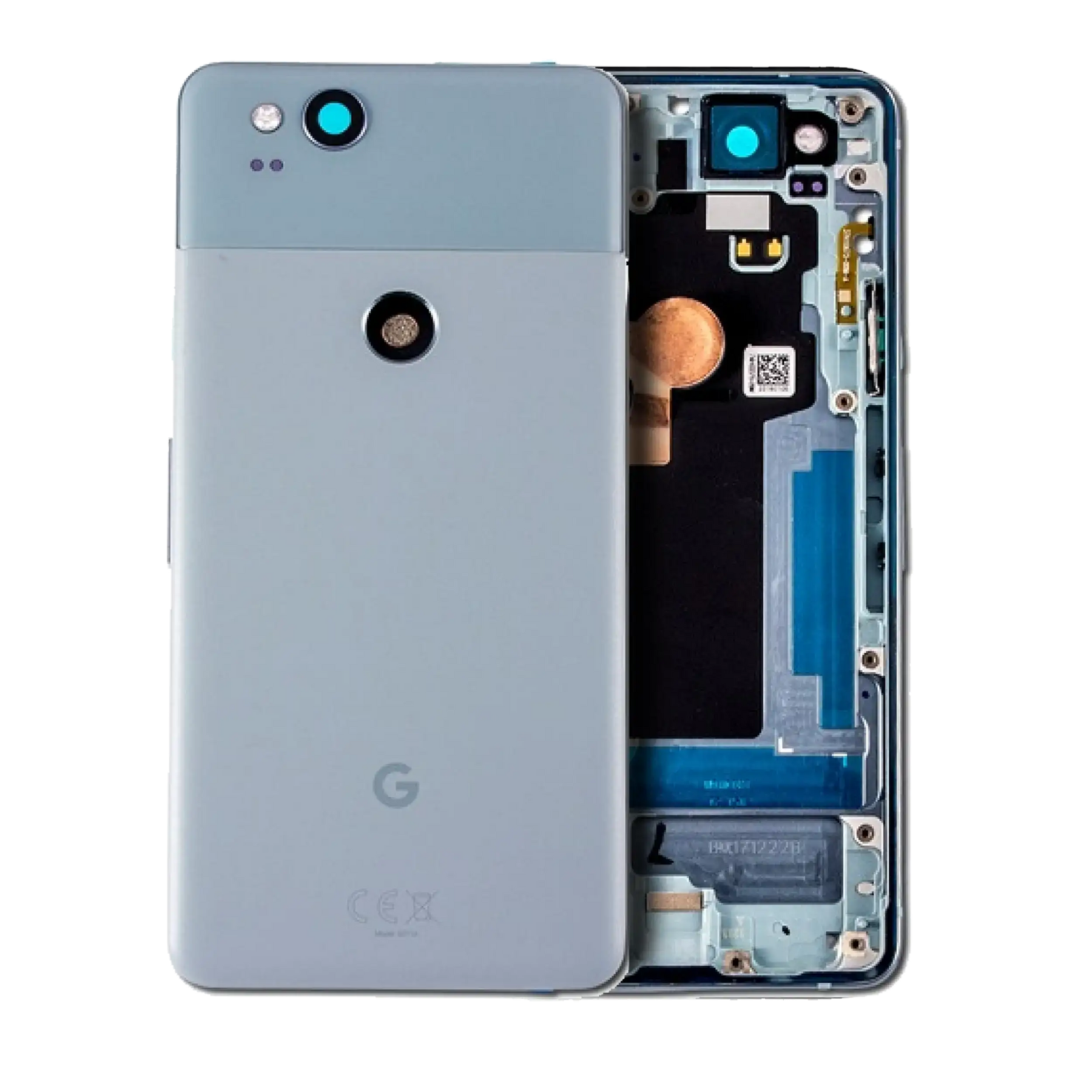 Replacement Back Housing W/ Small Components Pre-Installed Compatible For Google Pixel 2 (Genuine OEM) (Kinda Blue)