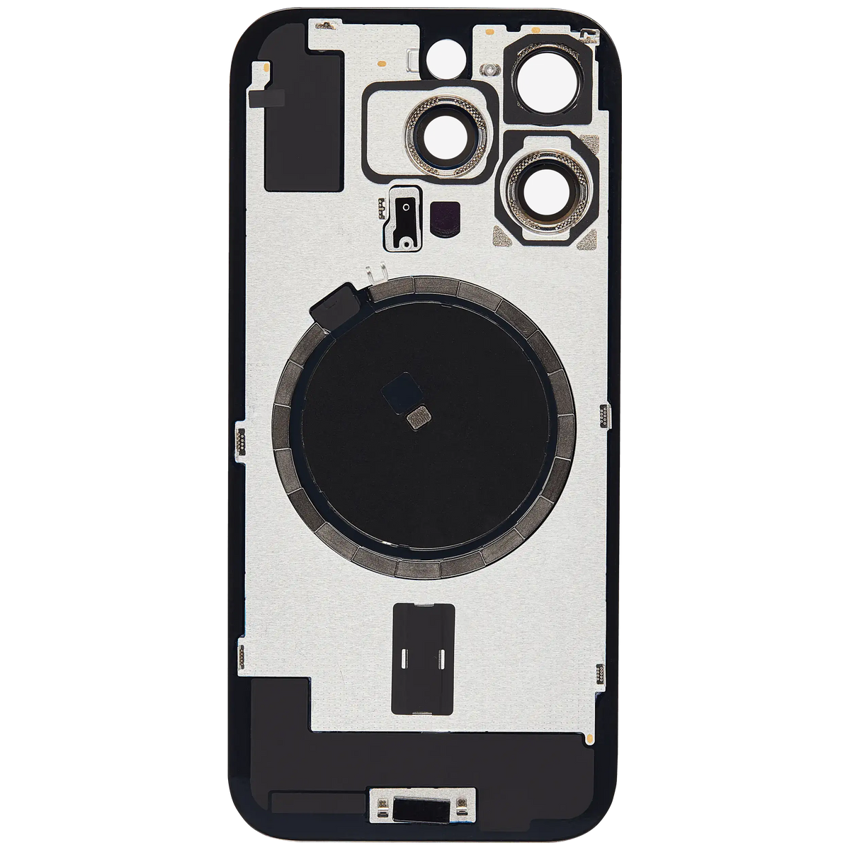 Back Glass With Steel Plate With MagSafe Magnet Pre-Installed Compatible For iPhone 16 Pro (No Logo) (White Titanium)