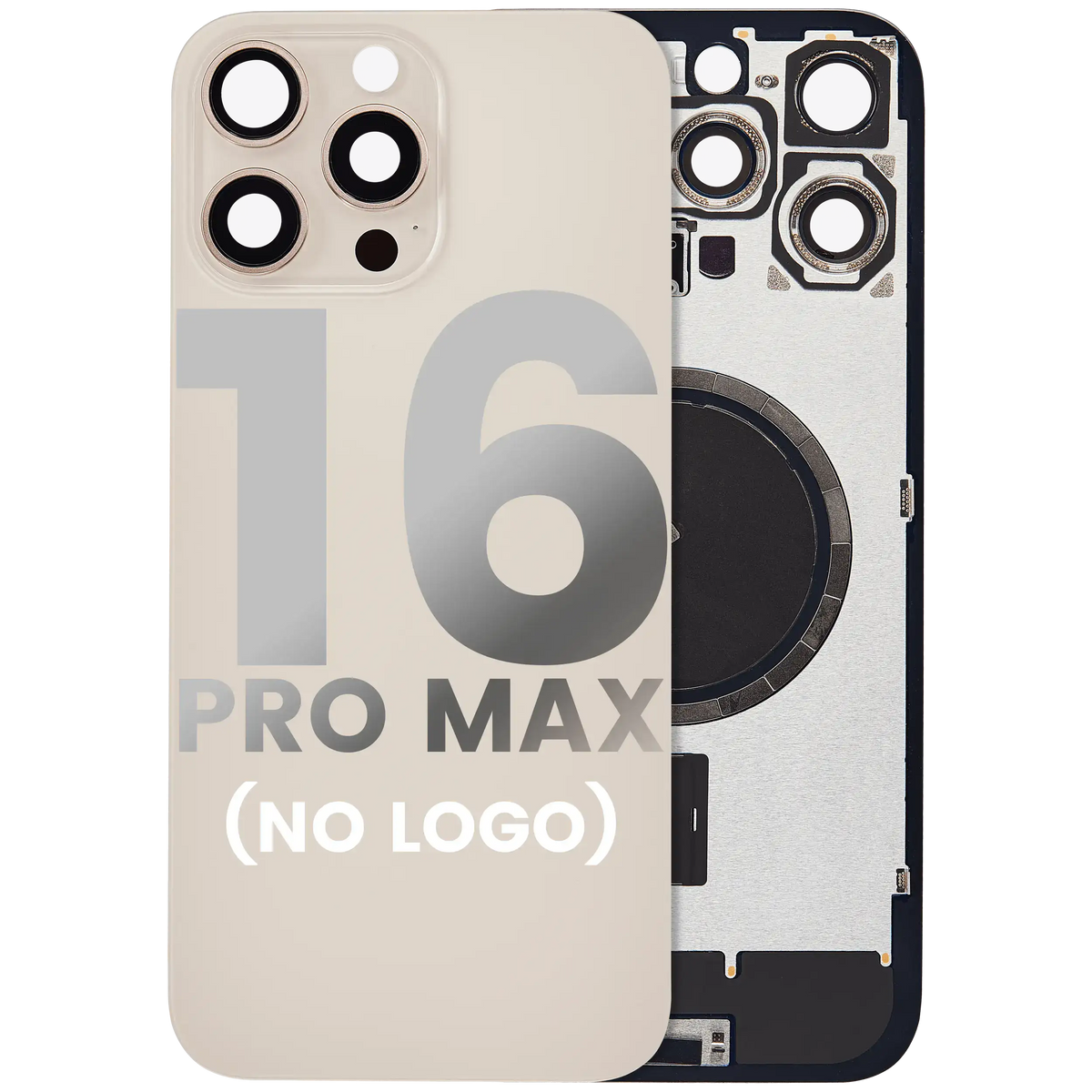 Back Glass With Steel Plate With MagSafe Magnet Pre-Installed Compatible For iPhone 16 Pro Max (No Logo) (Desert Titanium)