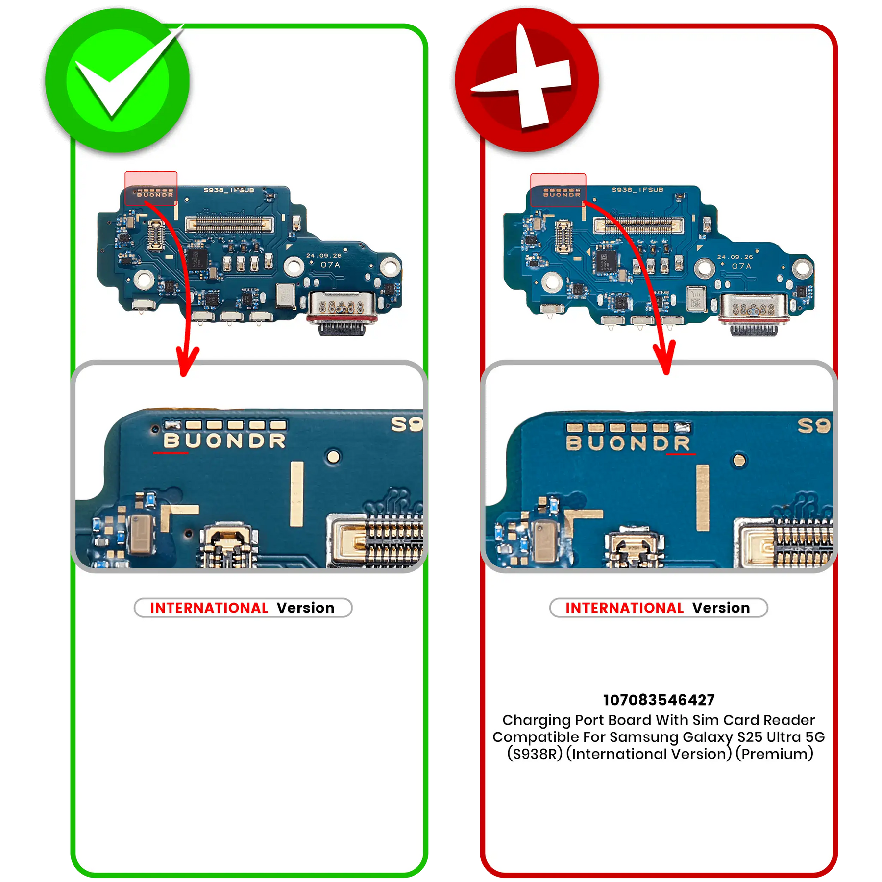 Replacement Charging Port Board With Sim Card Reader Compatible For Samsung Galaxy S25 Ultra 5G (S938B) (International Version) (Premium)