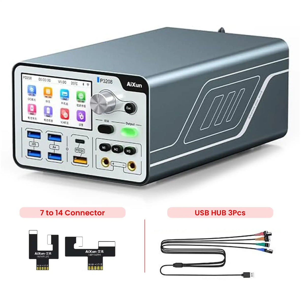 P3208 320W Smart Regulated Power Supply 32V/8A One Key Boot Power Box (USB HUB*15) (Aixun)