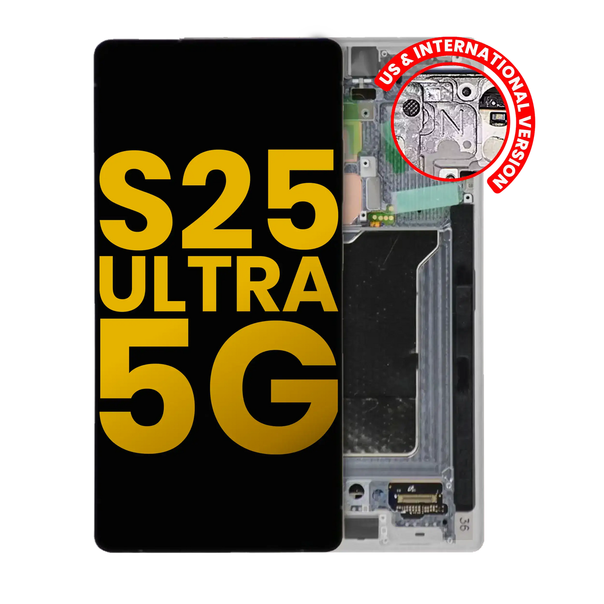 Replacement OLED Assembly With Frame Compatible For Samsung Galaxy S25 Ultra 5G (Refurbished) (US & International) (Titanium White Silver)