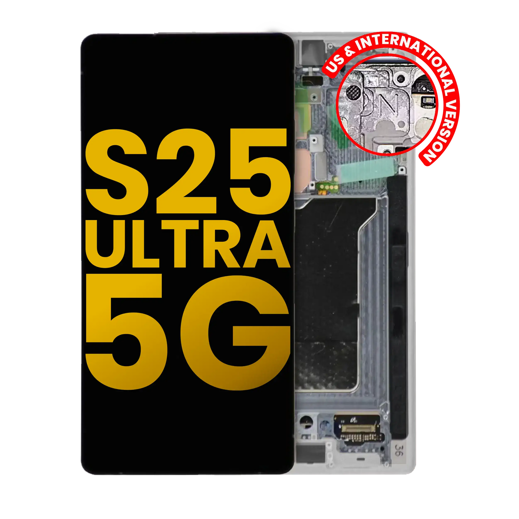 Replacement OLED Assembly With Frame Compatible For Samsung Galaxy S25 Ultra 5G (Refurbished) (US & International) (Titanium White Silver)