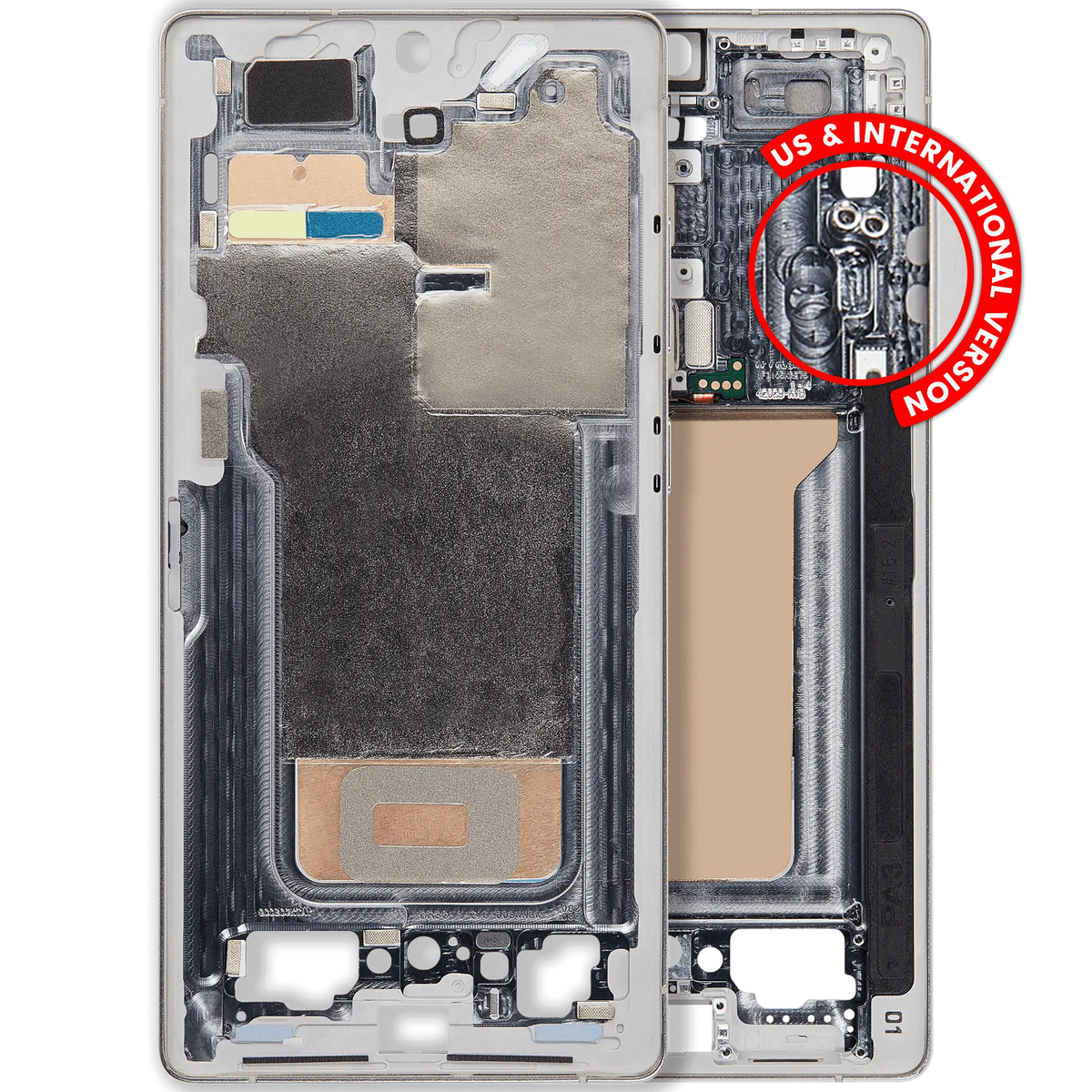 Mid-Frame Housing Compatible For Samsung Galaxy S25 Ultra (US & International Version) (Titanium White Silver)