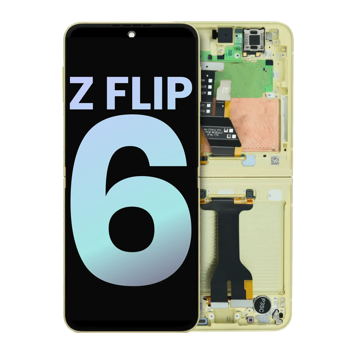 Inner OLED Assembly With Frame Compatible For Samsung Galaxy Z Flip 6 5G (US & International) (Service Pack) (Yellow)