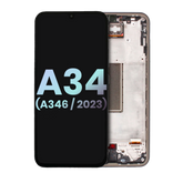 OLED Assembly With Frame Compatible For Samsung Galaxy A34 5G (A346 / 2023) (Service Pack) (Graphite)