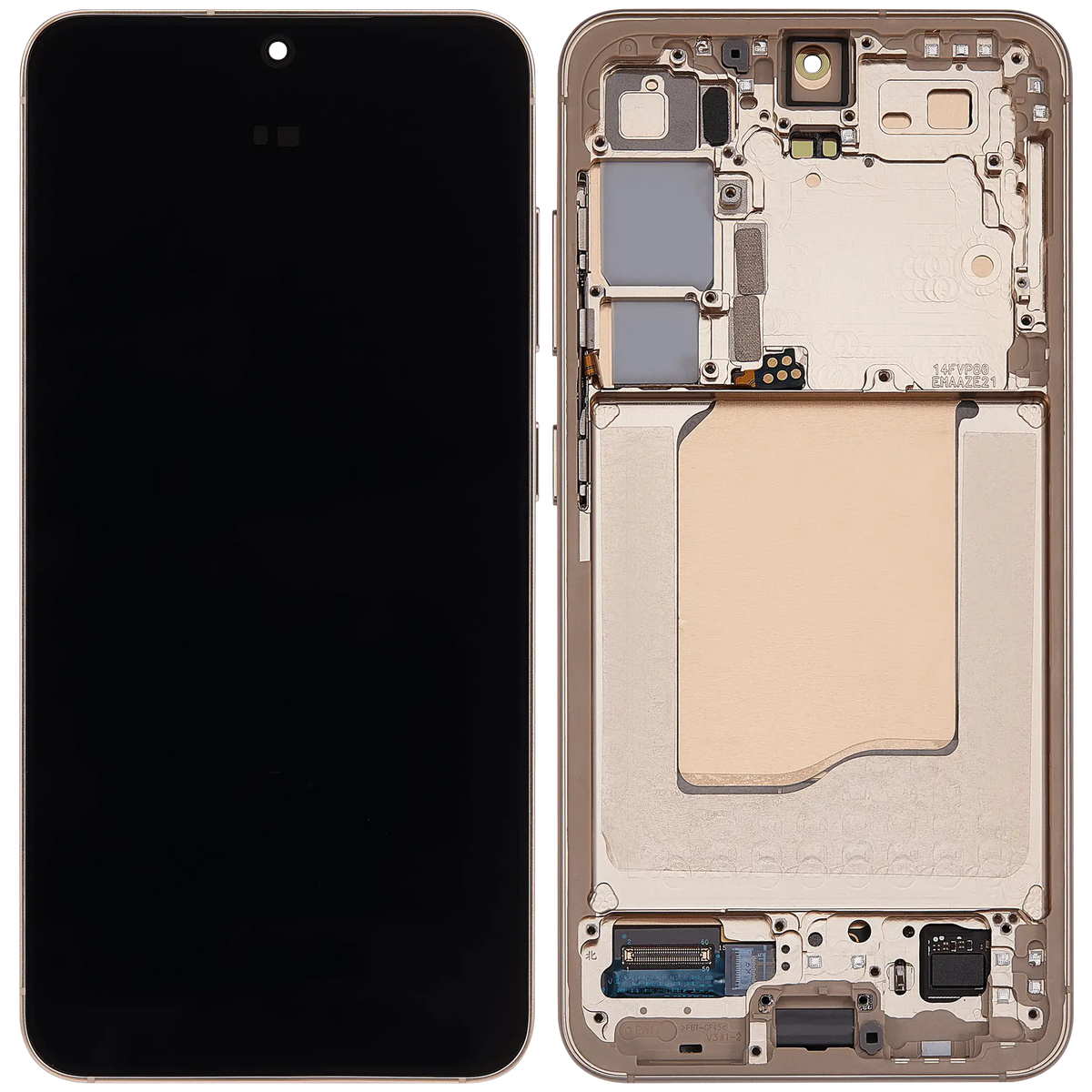 OLED Assembly With Frame Compatible For Samsung Galaxy S25 5G Replacement (US & International Version) (Refurbished) (Pink Gold)