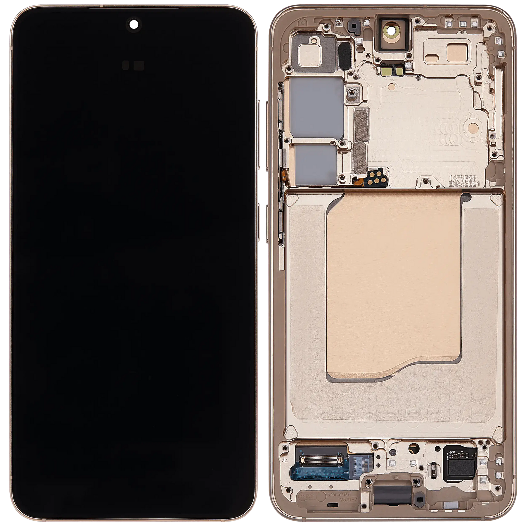 OLED Assembly With Frame Compatible For Samsung Galaxy S25 5G Replacement (US & International Version) (Refurbished) (Pink Gold)