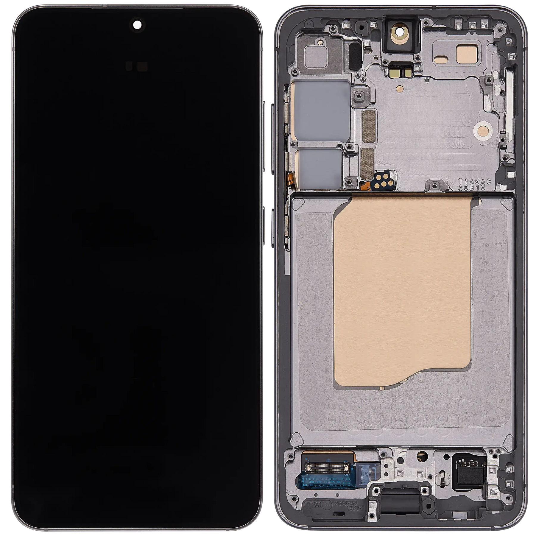 OLED Assembly With Frame Compatible For Samsung Galaxy S25 5G Replacement (US & International) (Refurbished) (Silver Shadow)