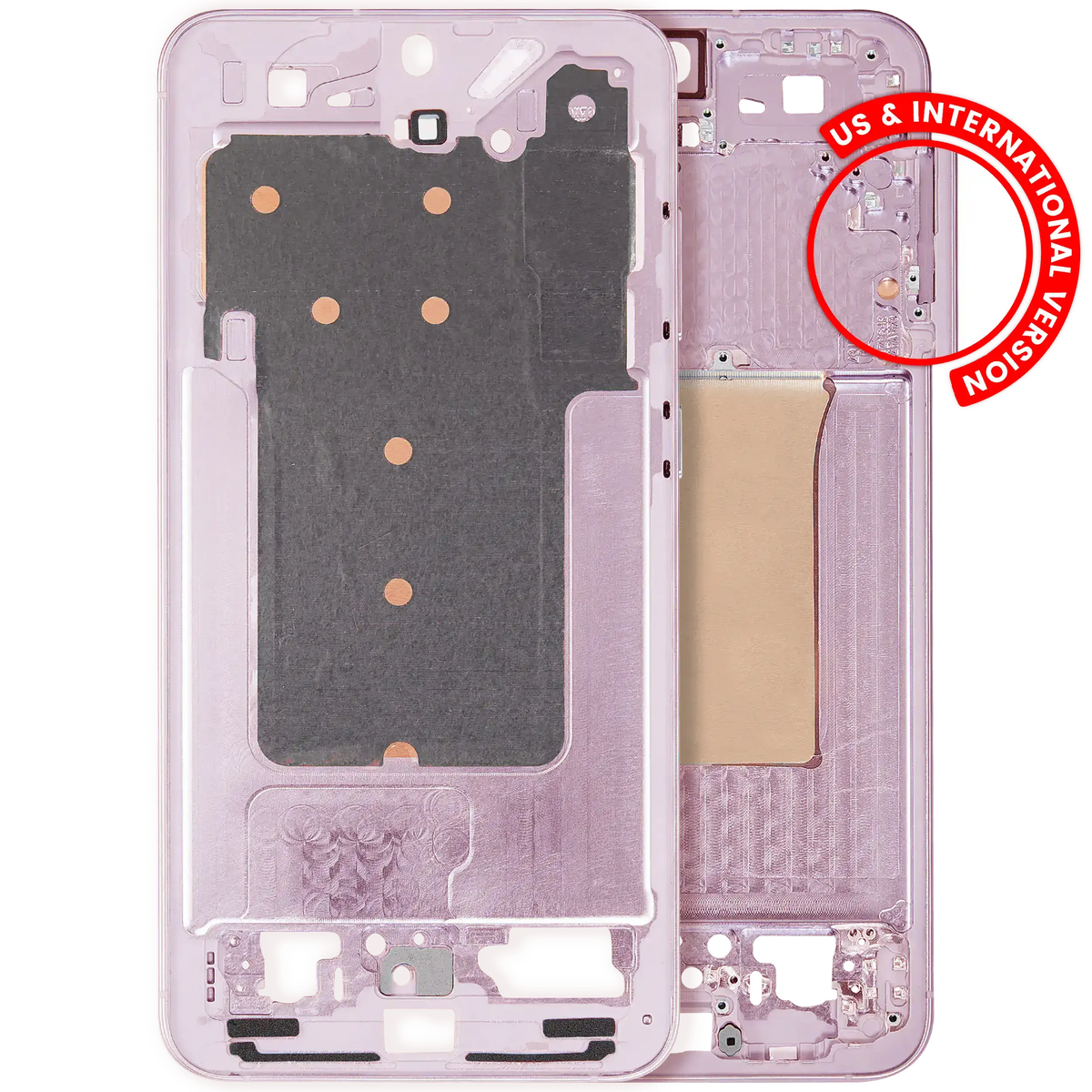 Mid-Frame Housing Compatible For Samsung Galaxy S25 Plus 5G (US & International Version) (Pink Gold)