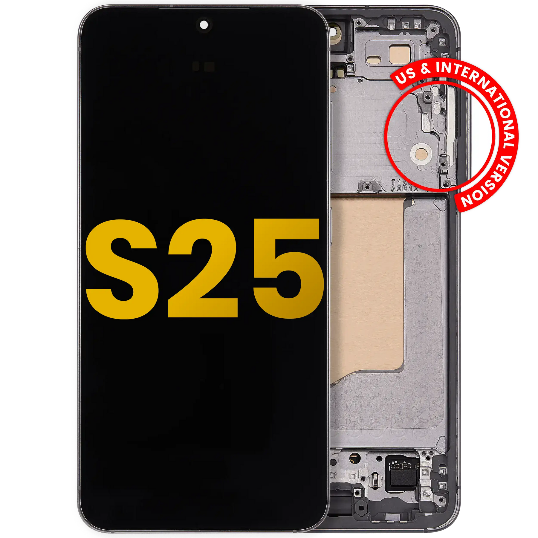 OLED Assembly With Frame Compatible For Samsung Galaxy S25 5G Replacement (US & International) (Refurbished) (Silver Shadow)
