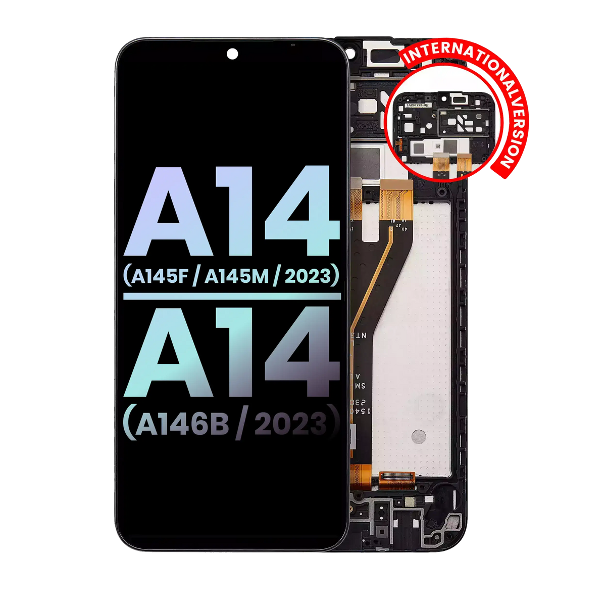 LCD Assembly With Frame Compatible For Samsung Galaxy A14 4G (A145F / A145M / 2023) / A14 5G (A146B / 2023) (International Version) (Service Pack) (All Colors)