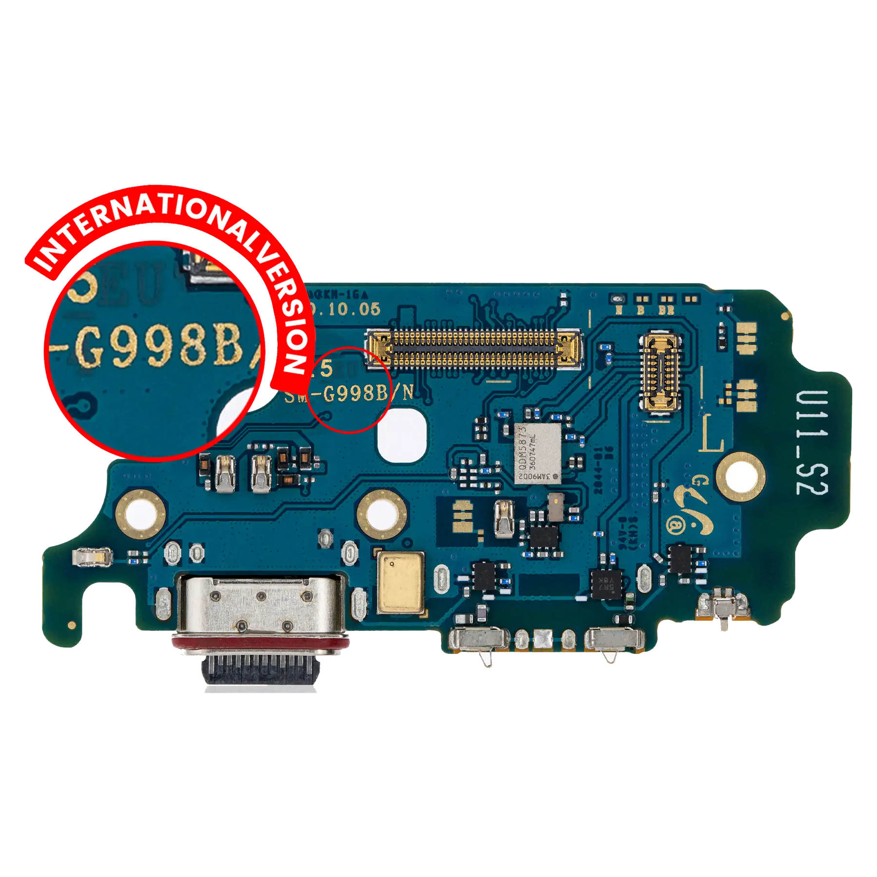 Charging Port Board With Sim Card Reader Compatible For Samsung Galaxy S21 Ultra 5G (G998B) (International Version) (Premium)