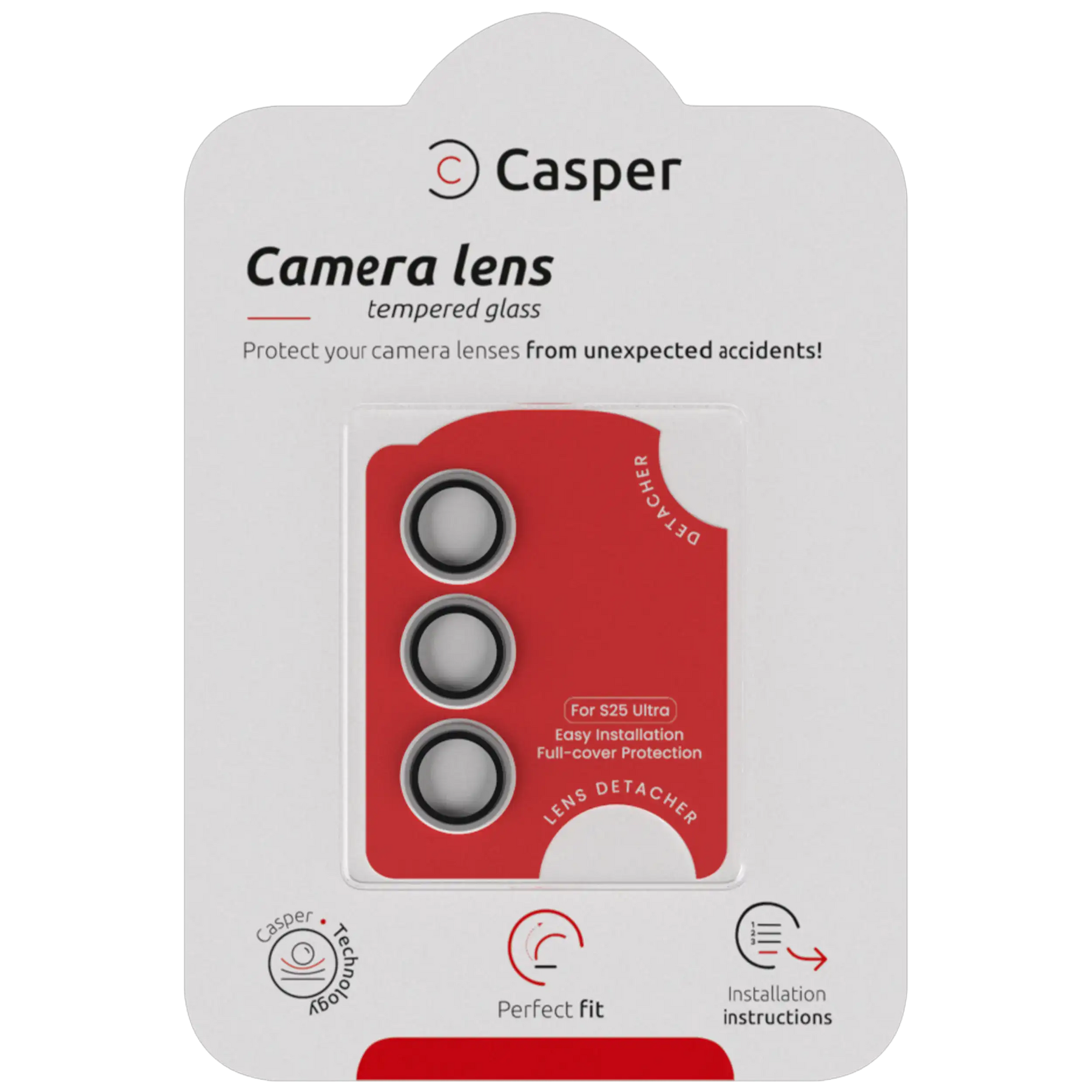 Casper Camera Lens Protector Compatible For Samsung Galaxy S25 Ultra (Clear Rings)