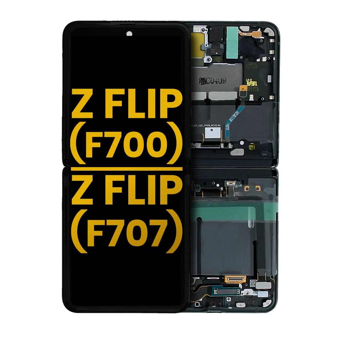 Inner OLED Assembly With Frame Compatible For Samsung Galaxy Z Flip 5G (F707) (Refurbished) (Mirror Black)