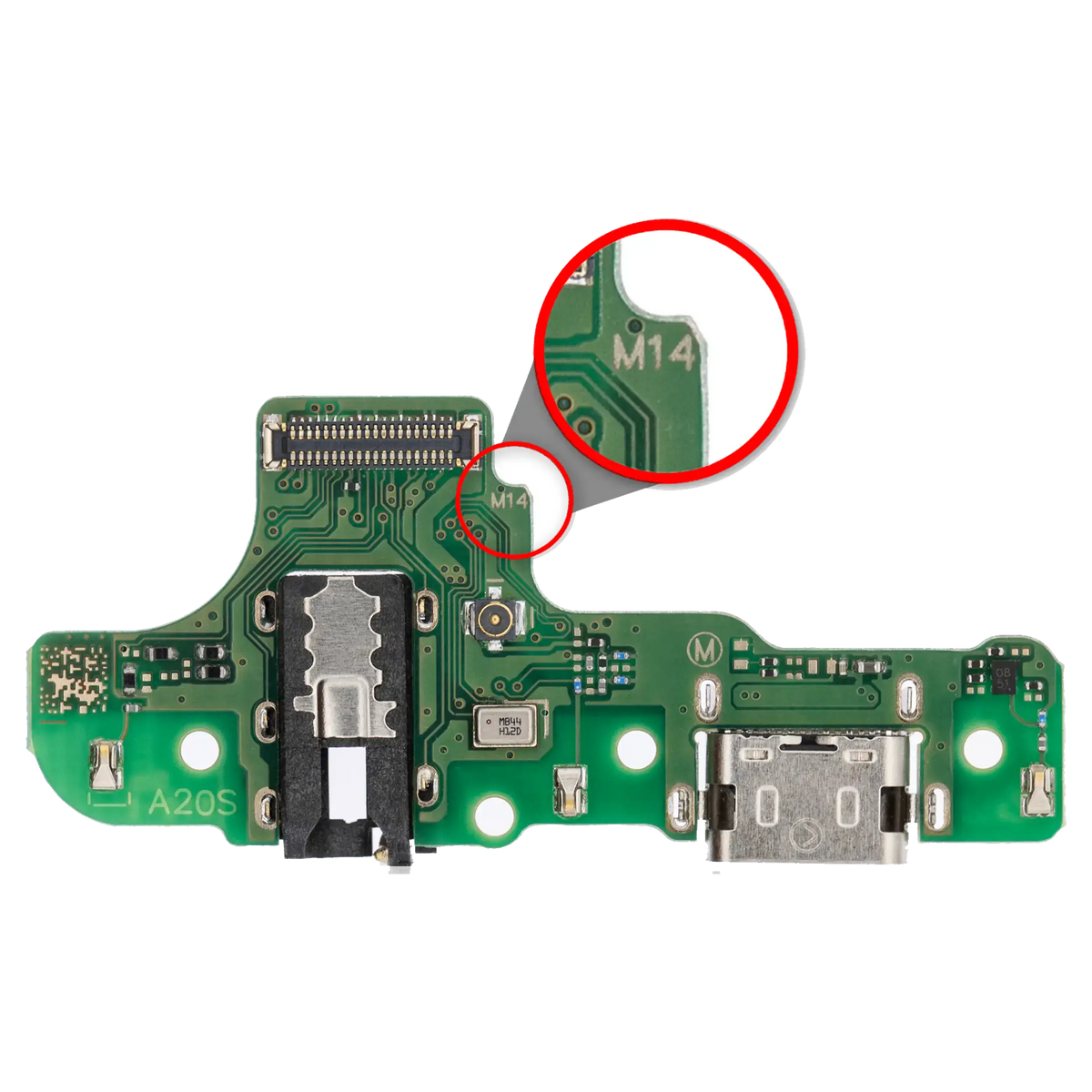 Charging Port With Board Compatible For Samsung Galaxy A20s (A207F / 2019) (M12) (International Version) (Vemake)
