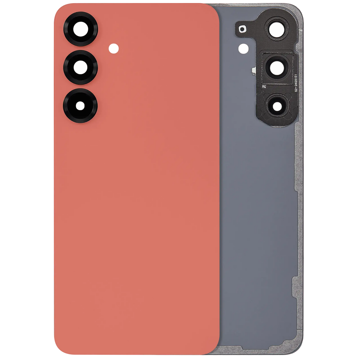 Back Cover Glass With Camera Lens Compatible For Samsung Galaxy S25 Plus 5G (No Logo) (Aftermarket Plus) (Coral Red)