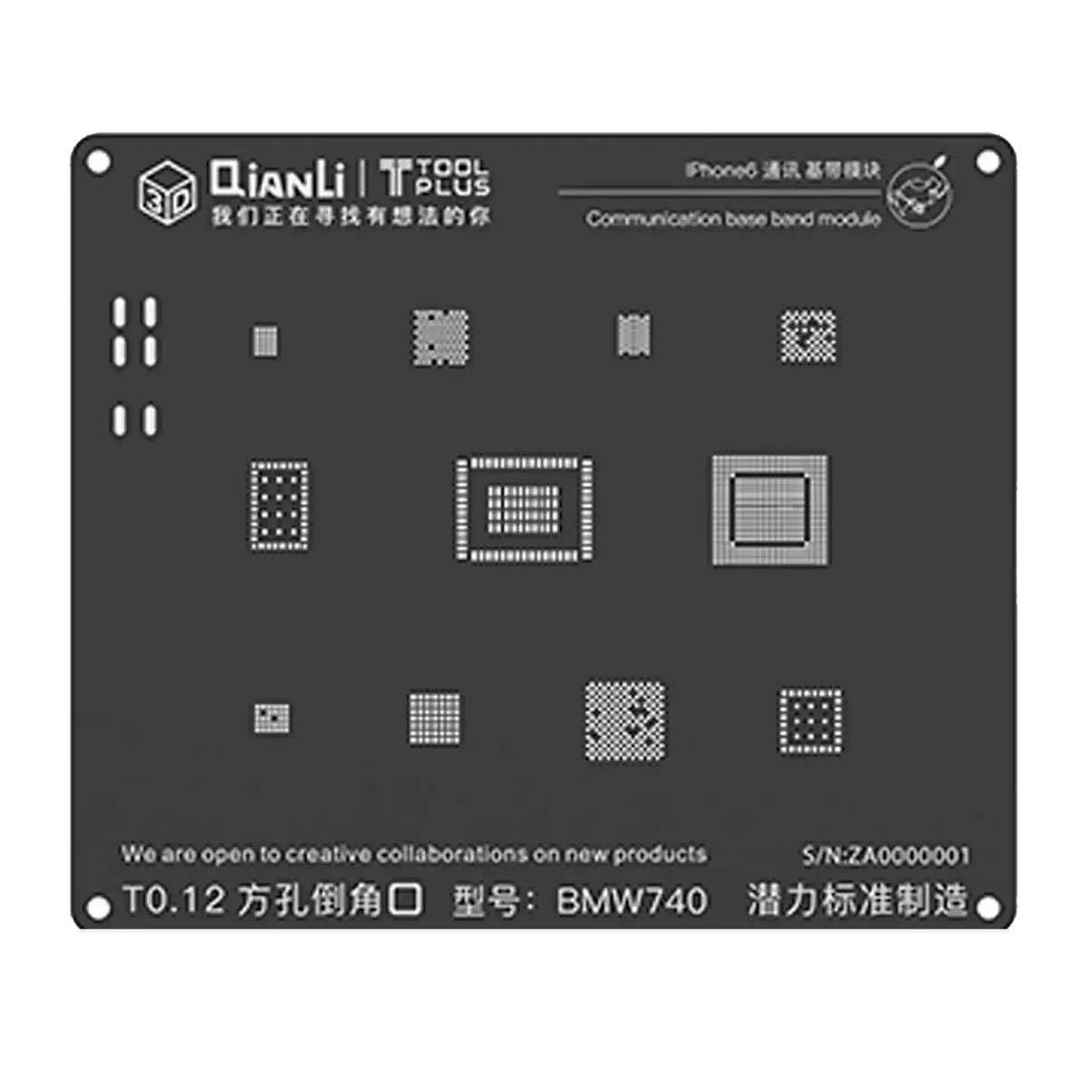 3D Communication iBlack Stencil Compatible For iPhone 6 (BMW740) (Qianli)