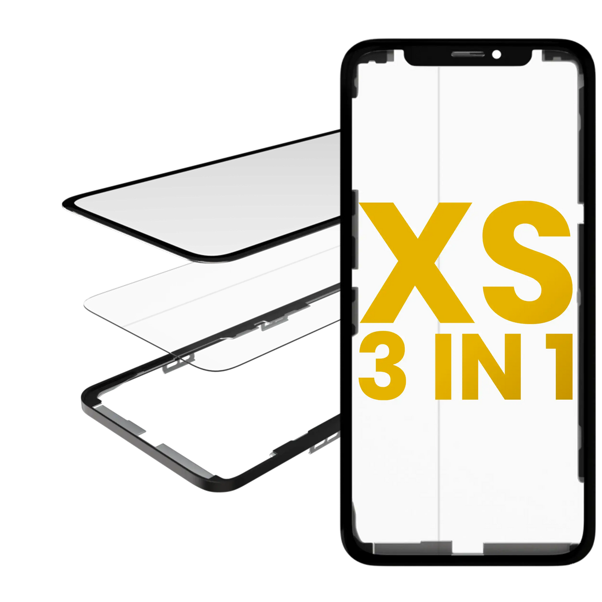 3 in 1 (Glass With OCA Pre-Installed + Frame) Compatible For iPhone XS (OCA Master)