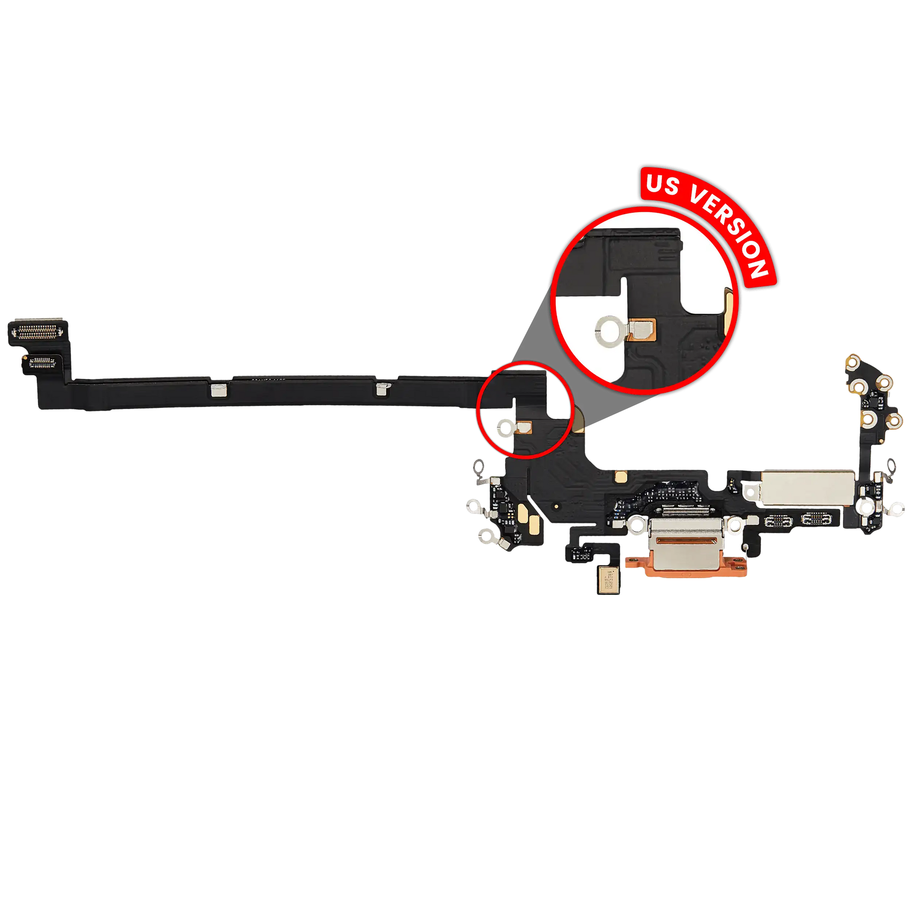 Charging Port Flex Cable Compatible For iPhone 17 Pro (Premium) (US Version) (Cosmic Orange)