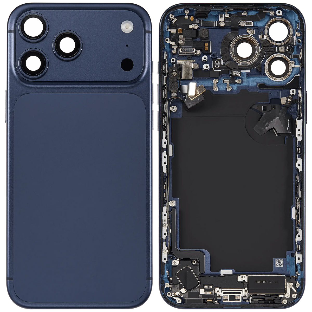 Back Housing W/ Charging Port Flex & Small Parts Compatible For iPhone 17 Pro Max (US Version) (Used OEM Pull: Grade A) (Deep Blue)