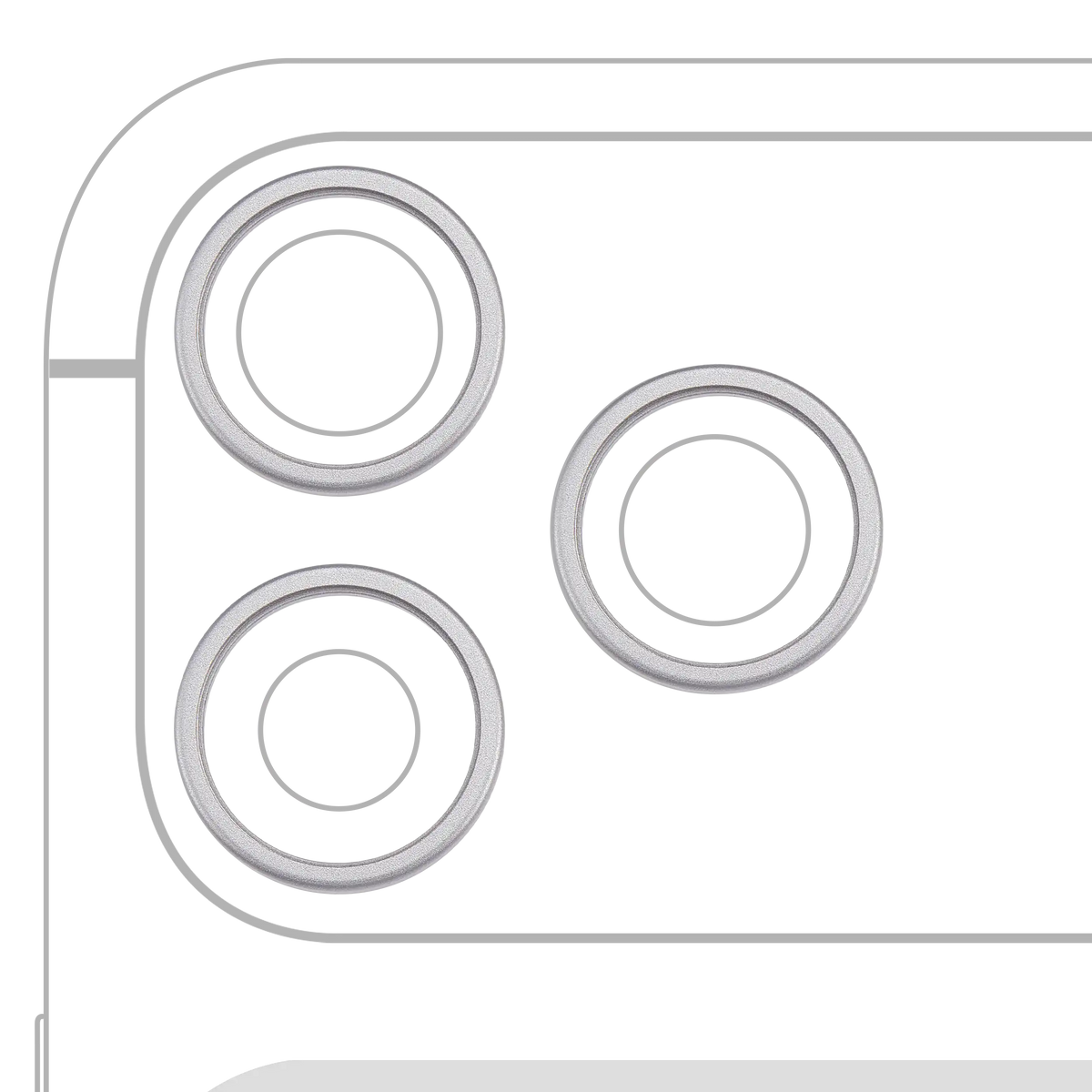 Back Camera Bezel Ring Only For iPhone 17 Pro / 17 Pro Max (Silver) (3 Piece Set)