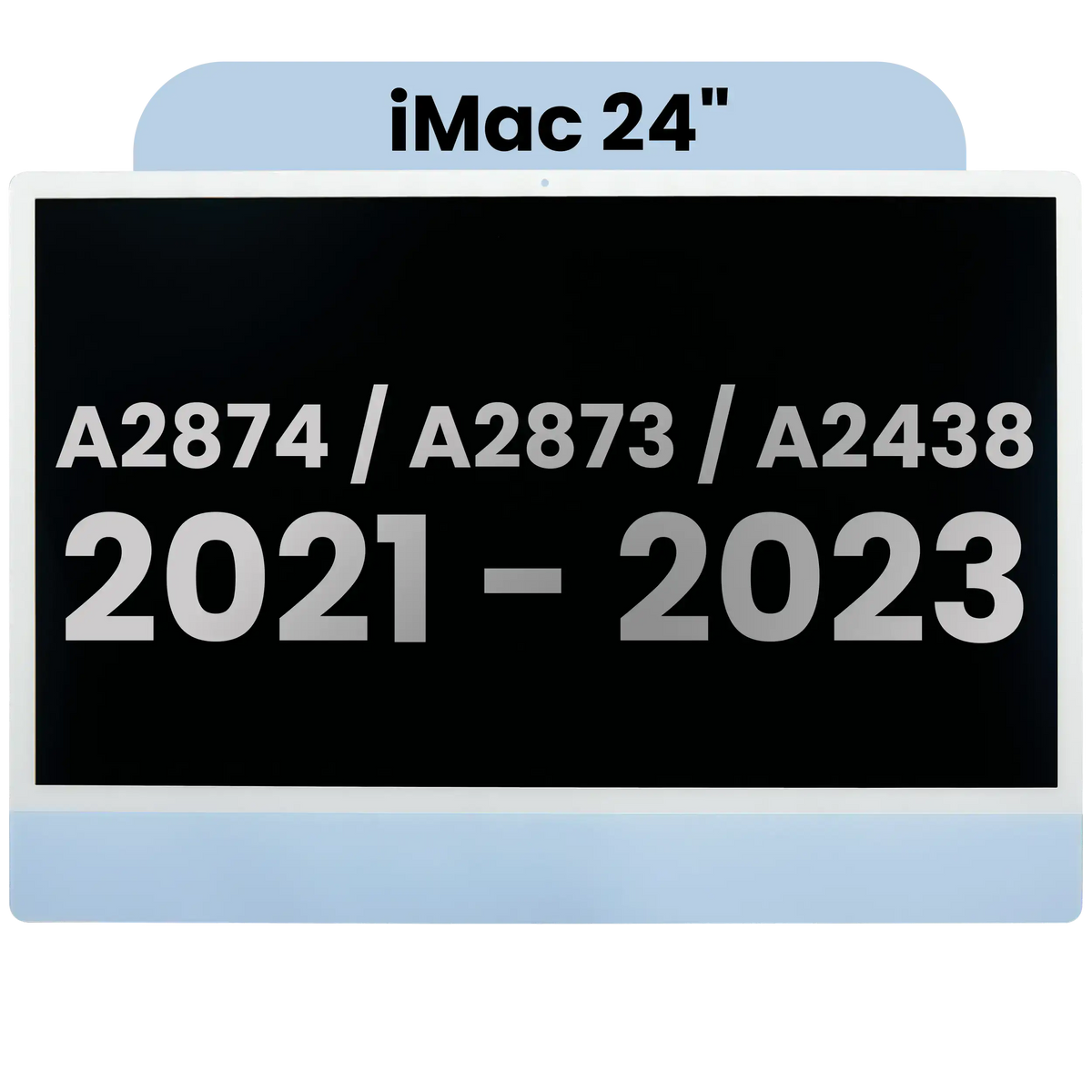 Complete LCD Display Assembly For iMac 24" A2874 / A2873 (2023) / A2438 (2021) (LG204A-215 LM235UH1 SDD1) (Used OEM Pull: Grade A) (Small Camera hole)(Blue)