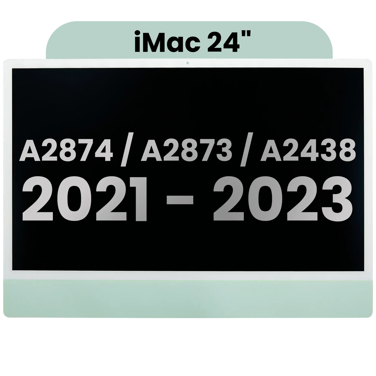Complete LCD Display Assembly For iMac 24" A2874 / A2873 (2023) / A2438 (2021) (LG204A-215 LM235UH1 SDD1) (Used OEM Pull: Grade A) (Small Camera hole)(Green)