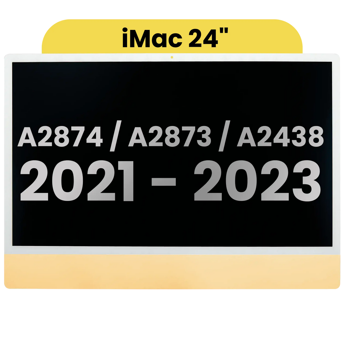 Complete LCD Display Assembly For iMac 24" A2874 / A2873 (2023) / A2438 (2021) (LG204A-215 LM235UH1 SDD1) (Used OEM Pull: Grade A)(Small Camera hole)(Yellow)