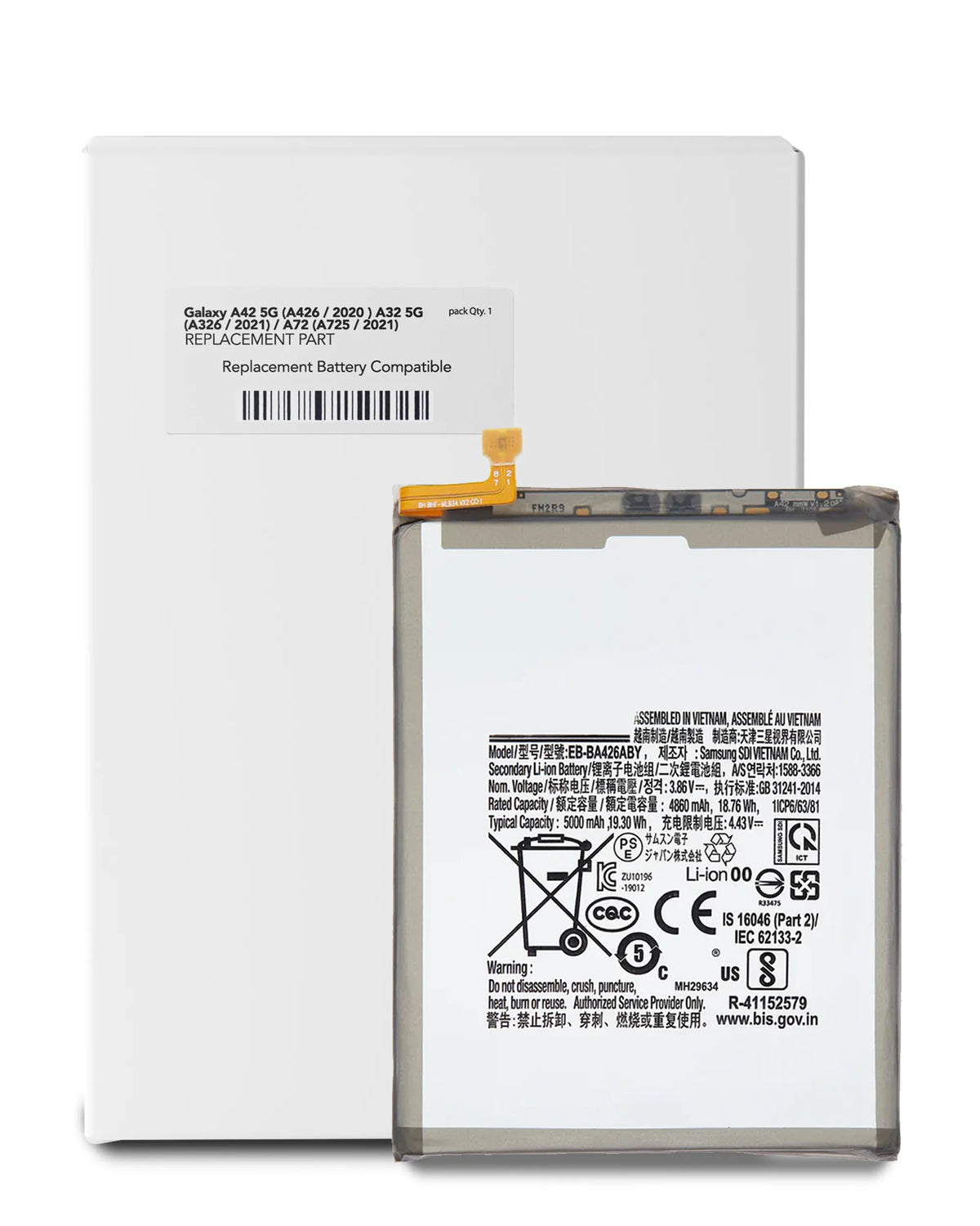 Replacement Battery Compatible For Samsung Galaxy A42 5G (A426 / 2020 ) A32 5G (A326 / 2021) / A72 (A725 / 2021) (Service Pack)