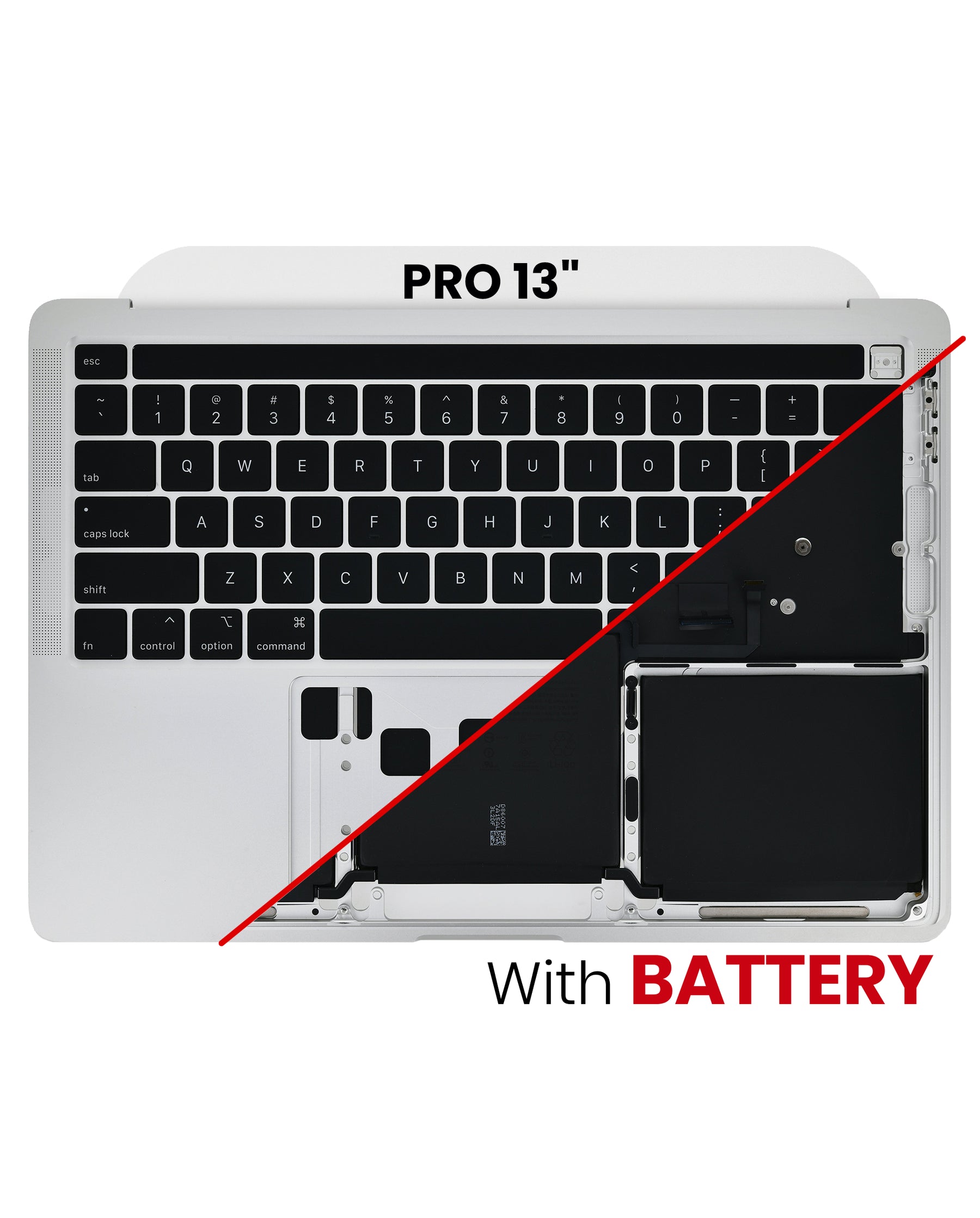 SILVER TOP CASE ASSEMBLY WITH KEYBOARD AND BATTERY FOR MACBOOK PRO 13" M1 A2338 (LATE 2020)