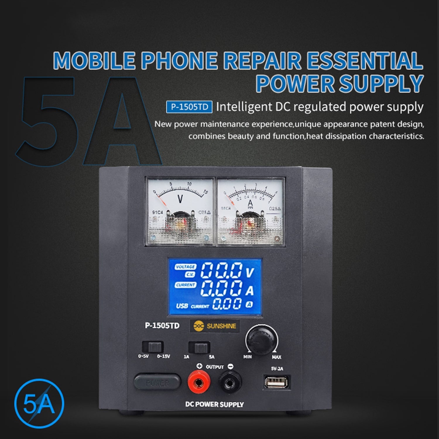P-1505TD INTELLIGENCE SWITCHING REGULATOR 5A15V DC POWER SUPPLY
