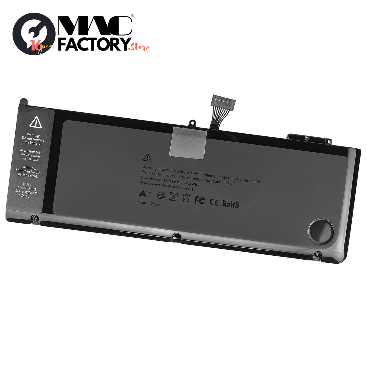 A1382 10.95V 7200mAh Battery for Apple MacBook Pro Unibody 15" (A1286, Early 2011 - Mid 2012)