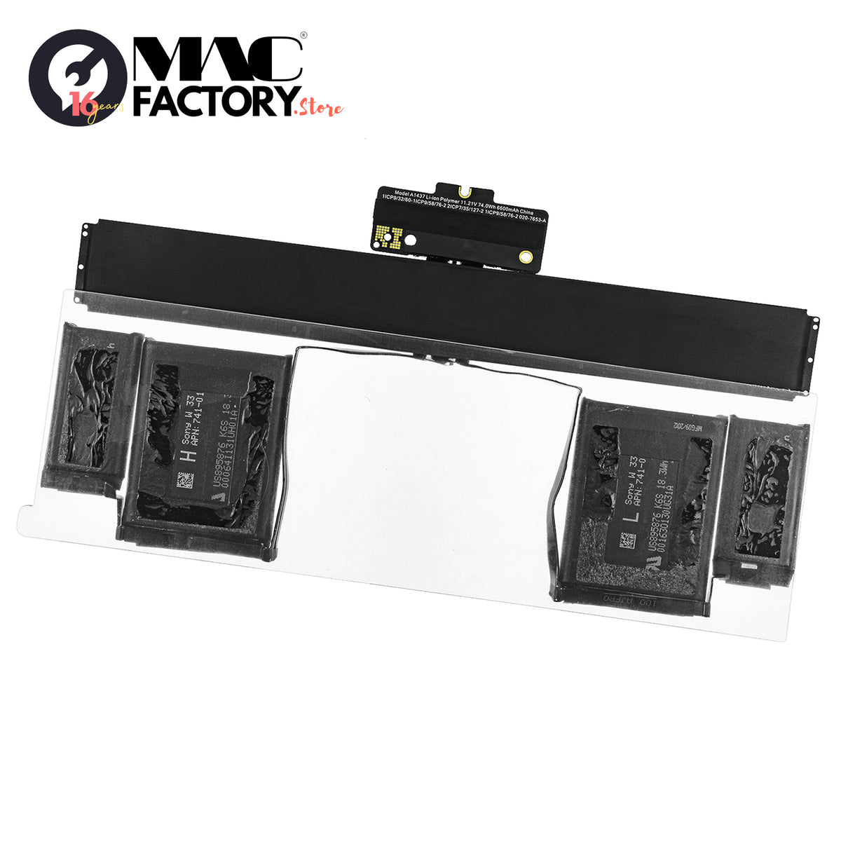 A1437 11.21V 6600mAh Battery for Apple MacBook Pro Retina 13" (A1425, Late 2012 - Early 2013)