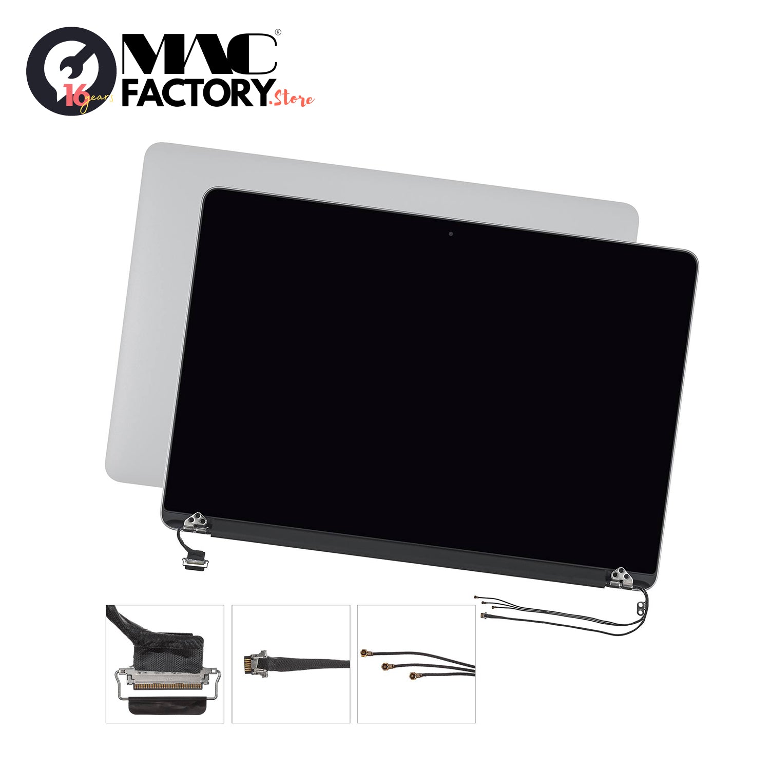 LCD Screen & Full Assembly Display for Apple MacBook Pro Retina 15" (A1398, Mid 2012 - Early 2013) – Silver