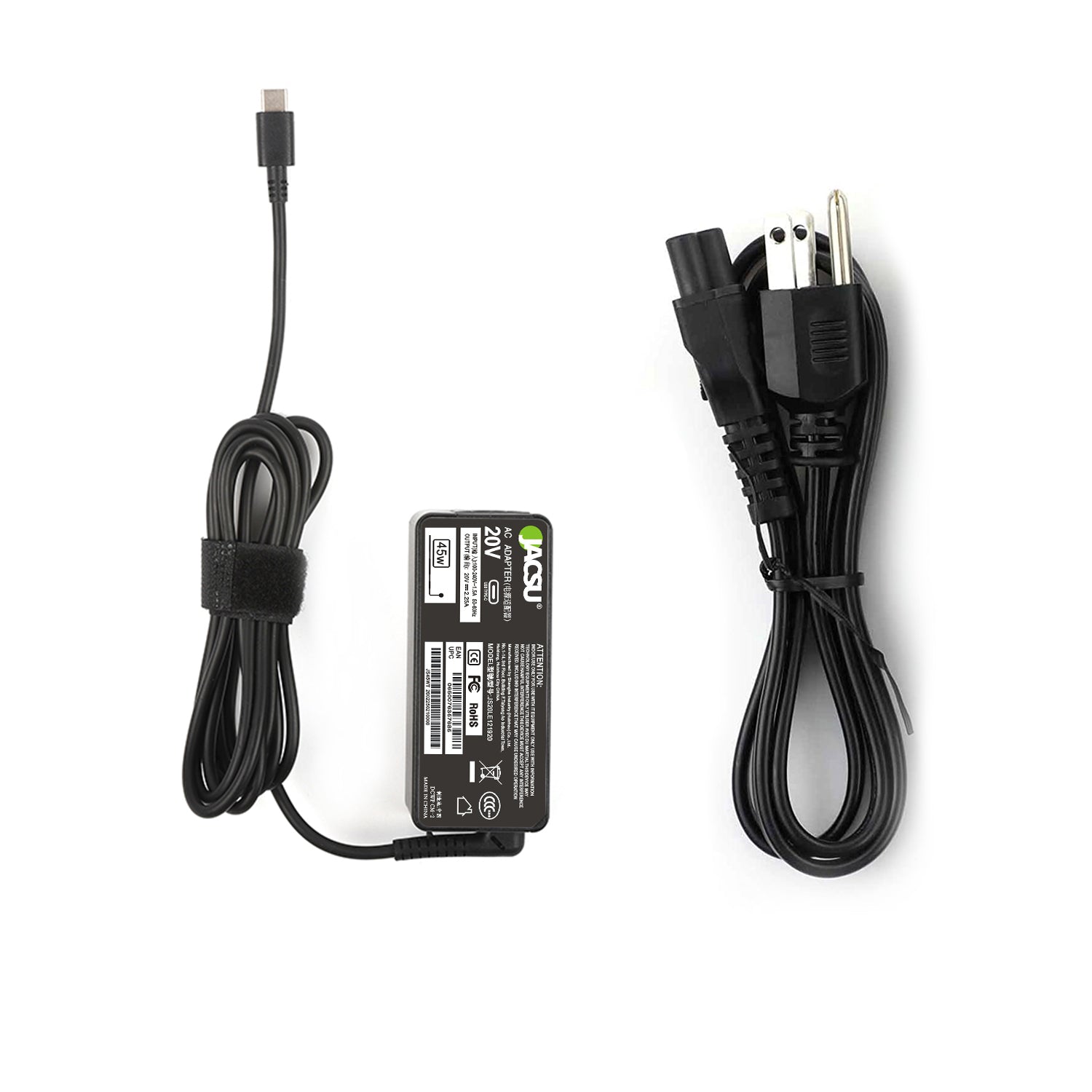 Jacsu 20V 45W Lenovo USB Type C USB-C Power Adapter Charger for