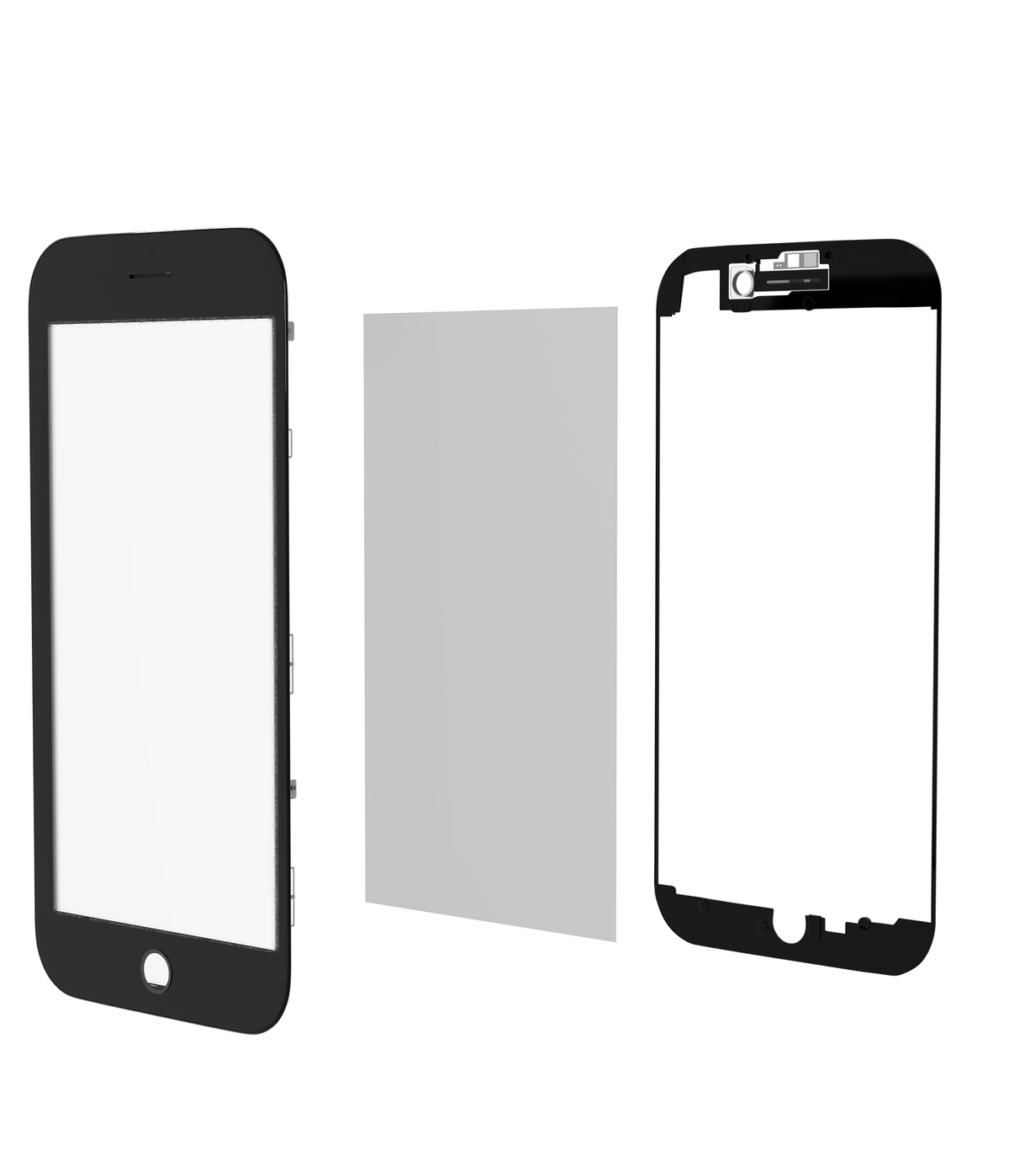 3 in 1 (Glass With OCA Pre-Installed + Frame) Compatible For iPhone 7 Plus (OCA Master)(2 Pack) (Black)