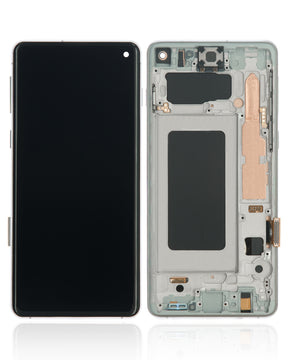 Replacement LCD Assembly With Frame (Without Finger Print Sensor) Compatible For Samsung Galaxy S10 (Aftermarket Plus: TFT) (Prism White)